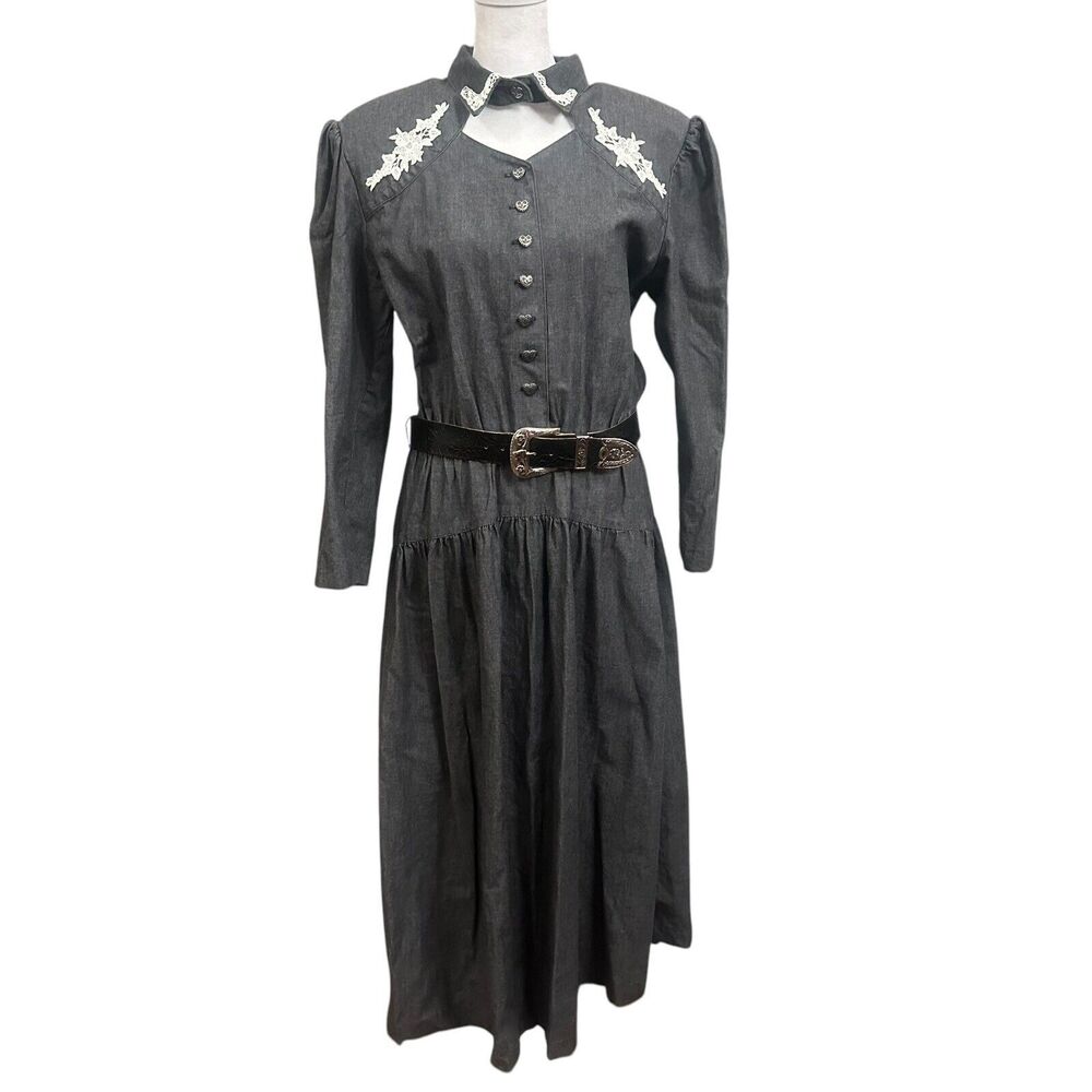 Vintage Miller Stockman Maxi Dress Western Lace Women’s 13/14 Made In USA